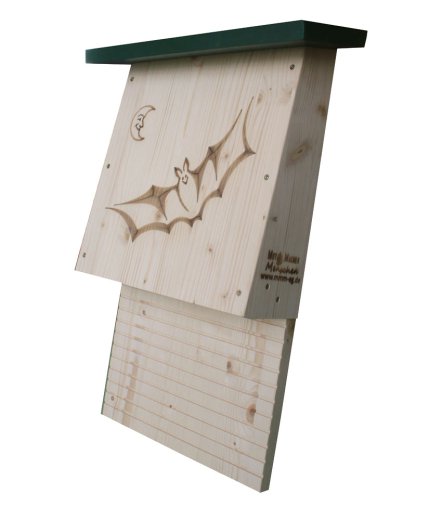 Fledermaushaus mit grünem Dach
