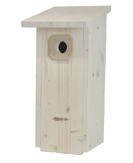 Nistkasten, verschiedene Lochgrößen, mit Aufhackschutz