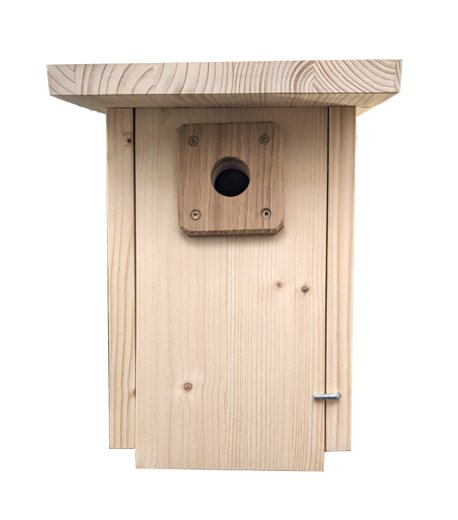 Nistkasten, verschiedene Lochgrößen, mit Aufhackschutz